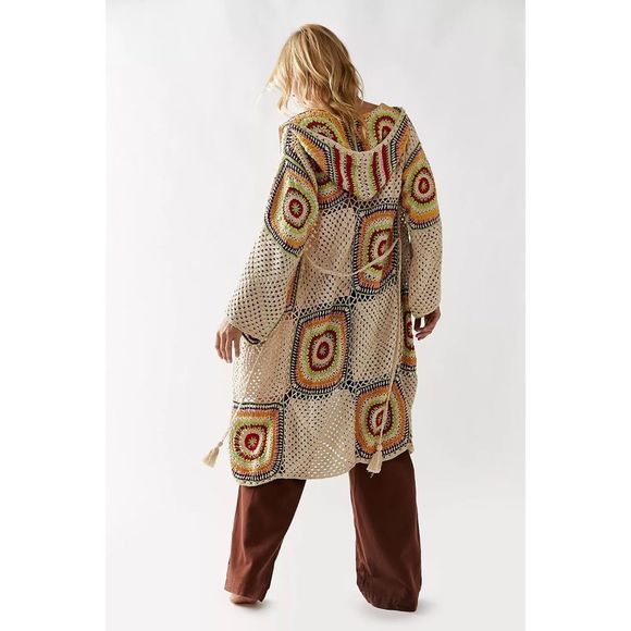 Free People Flook Crochet Dancing Maxi Cardigan